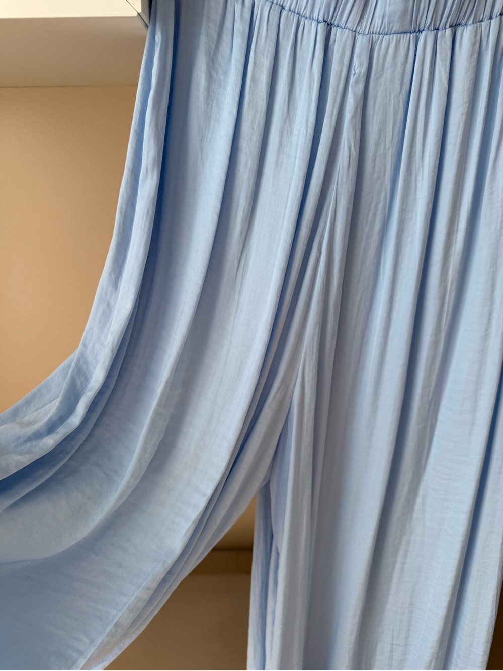 Light Blue Elastic Trousers -Maxi Skirt